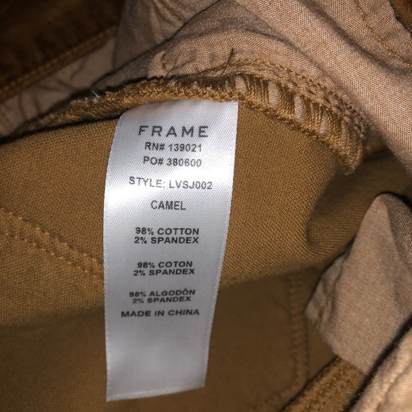 ‼️SOLD‼️ Frame | Le Velveteen Camel Skinny Pants Size: 24 NWT - Picture 12 of 15